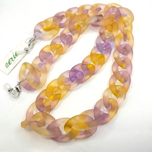 Aerie Pink and Yellow Chain Sunglass Holder - Picture 2 of 4